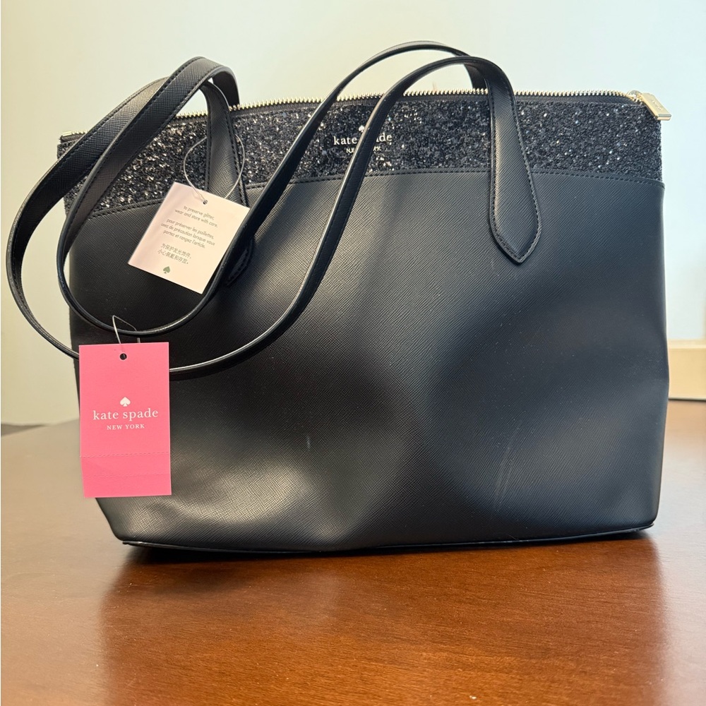Kate Spade Black Glitter Tote Purse